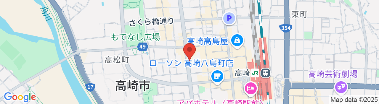 榛名の湯 ドーミーイン高崎（２０２５年３月２１日リニューアルオープン）の地図
