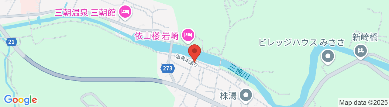 三朝温泉 木造りの宿 橋津屋の地図